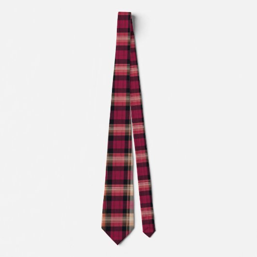 Elegant Pink and Brown Plaid Gingham Pattern Stropdas (Voorkant)