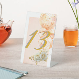 Elegant Pink and Gold Balloon Birthday Party Table Reclamebord Met Voetstuk