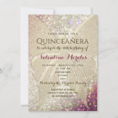 Elegant Pink and Gold Birthday Invitation Kaart (Voorkant)