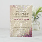 Elegant Pink and Gold Birthday Invitation Kaart (Staand voorkant)