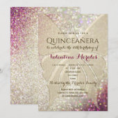 Elegant Pink and Gold Birthday Invitation Kaart (Voorkant / Achterkant)