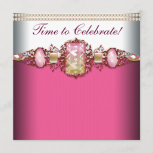 Elegant Pink and Gold Birthday Party Kaart