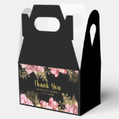 Elegant Pink and Gold Flowers Birthday Bedankdoosjes (Geopend)