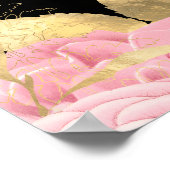 Elegant Pink and Gold Flowers Birthday Party Poster (Hoek)