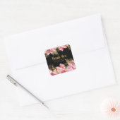 Elegant Pink and Gold Flowers Birthday Party Vierkante Sticker (Envelop)