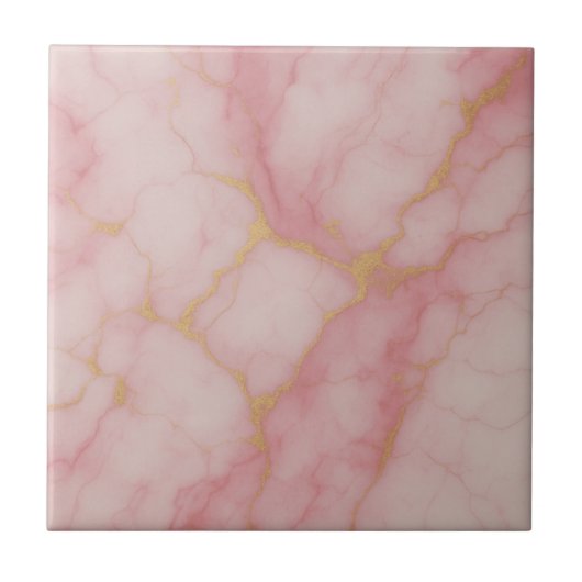 Elegant Pink and Gold Marble Pattern Ceramic Tile Tegeltje (Voorkant)