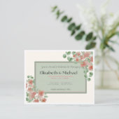 Elegant Pink and Green Wedding Invitation RSVP Kaartje (Staand voorkant)