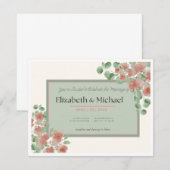 Elegant Pink and Green Wedding Invitation RSVP Kaartje (Voorkant / Achterkant)