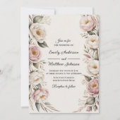 Elegant Pink and Ivory Floral Wedding Invitation Kaart (Voorkant)