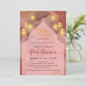 Elegant Pink and Maroon gold Ink Iftar Kaart (Staand voorkant)