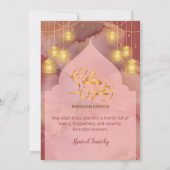 Elegant Pink and Maroon gold Ink Iftar Kaart (Achterkant)