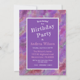 Elegant Pink And Purple Marble Invitation Kaart