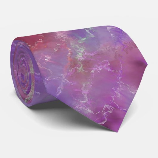 Elegant Pink And Purple Marble Pattern Stropdas (Opgerold)