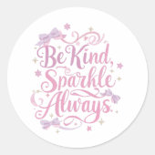 Elegant Pink and Purple Sparkle Script Ronde Sticker (Voorkant)