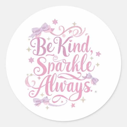 Elegant Pink and Purple Sparkle Script Ronde Sticker (Voorkant)
