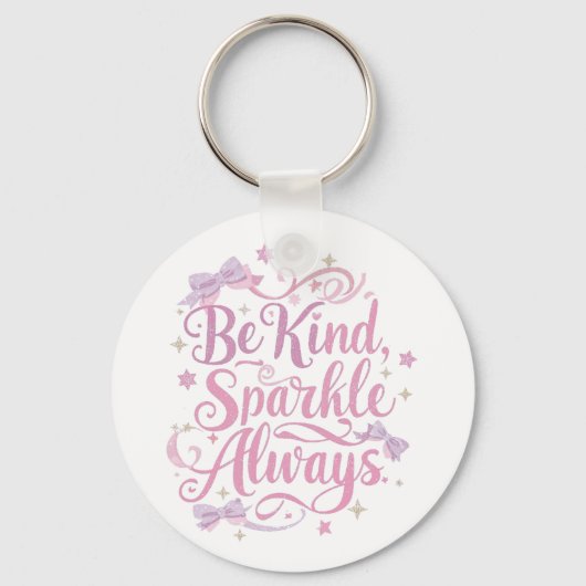 Elegant Pink and Purple Sparkle Script Sleutelhanger (Voorkant)