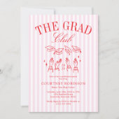 Elegant Pink and Red Grad Club Graduation Kaart (Voorkant)