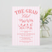 Elegant Pink and Red Grad Club Graduation Kaart (Staand voorkant)
