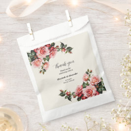 Elegant pink and red roses floral wedding  bedankzakje