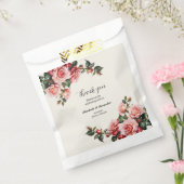 Elegant pink and red roses floral wedding  bedankzakje (Gezegeld)