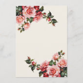 Elegant pink and red roses floral wedding informatiekaartje (Achterkant)