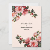 Elegant pink and red roses floral wedding kaart (Achterkant)