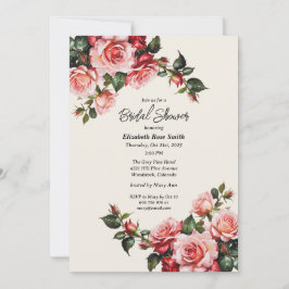 Elegant pink and red roses floral wedding  kaart