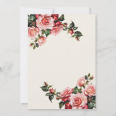 Elegant pink and red roses floral wedding  kaart (Achterkant)