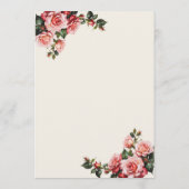 Elegant pink and red roses floral wedding menu (Achterkant)