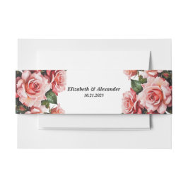 Elegant pink and red roses floral wedding uitnodigingen wikkel