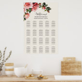 Elegant pink and red roses wedding seating chart poster (Keuken)