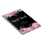 Elegant Pink and Silver Flower Birthday Guest Book Notitieboek (Rechterzijde)