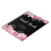 Elegant Pink and Silver Flower Birthday Guest Book Notitieboek (Linkerzijde)