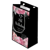 Elegant Pink and Silver Flowers Birthday Klein Cadeauzakje (Achterkant Gekanteld)