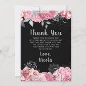 Elegant Pink and Silver Flowers Birthday Party Bedankkaart (Voorkant)