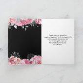 Elegant Pink and Silver Flowers Birthday Party Bedankkaart (Binnen)