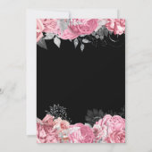 Elegant Pink and Silver Flowers Birthday Party Kaart (Achterkant)