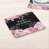 Elegant Pink and Silver Flowers Birthday Party  Kartonnen Onderzetters (Schuin)