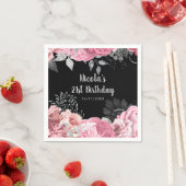 Elegant Pink and Silver Flowers Birthday Party Servet (Insitu)