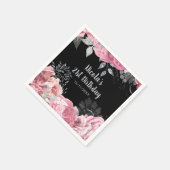 Elegant Pink and Silver Flowers Birthday Party Servet (Hoek)