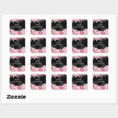 Elegant Pink and Silver Flowers Birthday Party Vierkante Sticker (Vel)