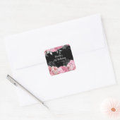 Elegant Pink and Silver Flowers Birthday Party Vierkante Sticker (Envelop)