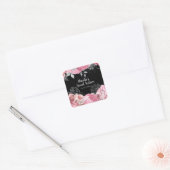 Elegant Pink and Silver Flowers Sweet Sixteen  Vierkante Sticker (Envelop)