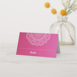 Elegant Pink and White Paisley Indian Wedding Plaatskaartje