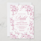 Elegant Pink and White Rose Pattern Bridal Shower  Kaart (Voorkant)