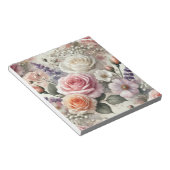 Elegant Pink and White Rose Pattern Notepad Notitieblok (Schuin)