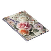 Elegant Pink and White Rose Pattern Spiral Notitieboek (Rechterzijde)
