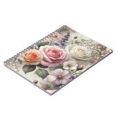 Elegant Pink and White Rose Pattern Spiral Notitieboek (Linkerzijde)
