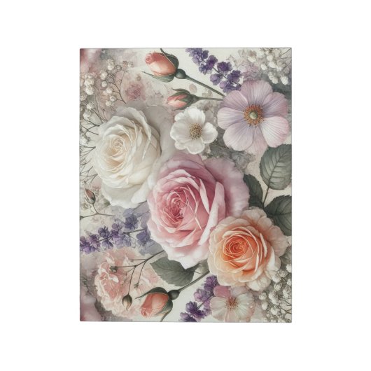 Elegant Pink and White Roses Notepad Notitieblok (Linkerzijde)