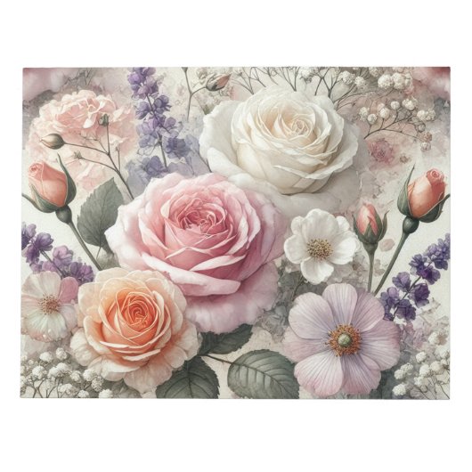 Elegant Pink and White Roses Notepad Notitieblok (Voorkant)